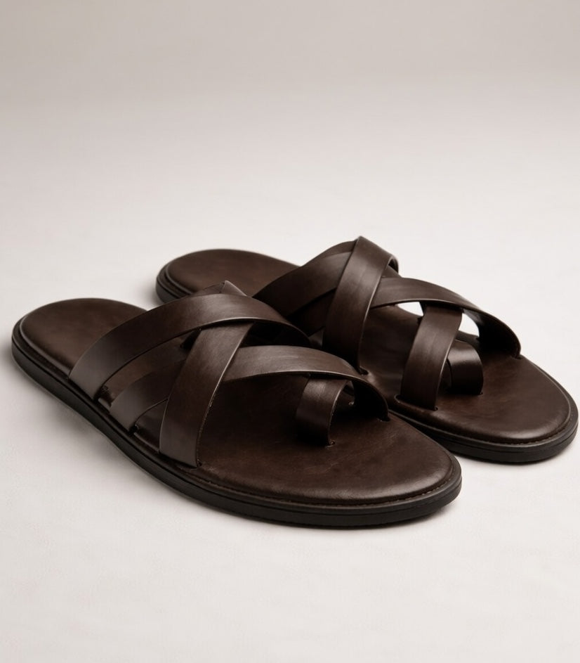 NODO BROWN | LEATHER STRAP SANDAL